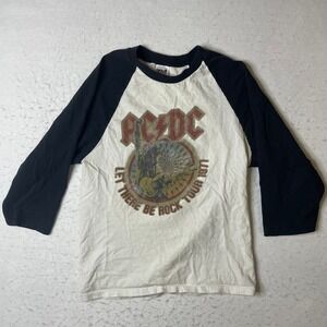 Anvil AC DC ACDC Let There Be Rock Tour 1971 Raglan Baseball Tee T Shirt Size S